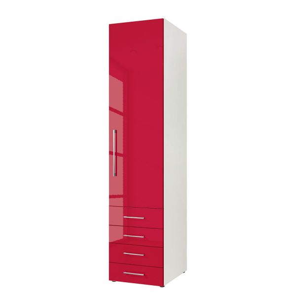 Drehtürenschrank KSW - Hochglanz Rubinrot - 50 cm (1-türig) - Türanschlag rechts - 4 Schubladen Drehtürenschrank KSW - Hochglanz Rubinrot - 50 cm (1-türig) - Türanschlag rechts - 4 Schubladen