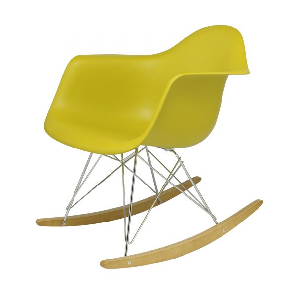 Eames Plastic Armchair RAR Schaukelstuhl senf-chrom Eames Plastic Armchair RAR Schaukelstuhl senf-chrom
