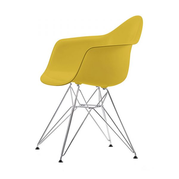 Eames Plastic Armchair Stuhl DAR mit Filzgleitern senf-chrom neue Maße Eames Plastic Armchair Stuhl DAR mit Filzgleitern senf-chrom neue Maße