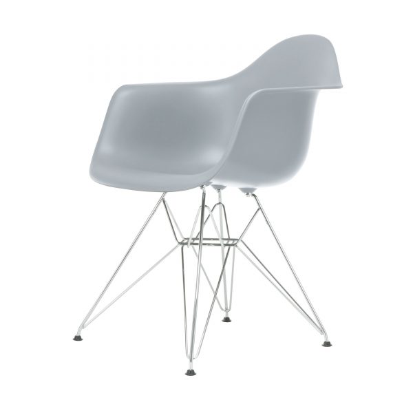 Eames Plastic Armchair Stuhl DAR mit Kunststoffgleitern eisgrau-chrom neue Maße Eames Plastic Armchair Stuhl DAR mit Kunststoffgleitern eisgrau-chrom neue Maße