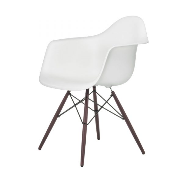 Eames Plastic Armchair Stuhl DAW mit Filzgleitern weiss-Ahorn gebeizt neue Maße Eames Plastic Armchair Stuhl DAW mit Filzgleitern weiss-Ahorn gebeizt neue Maße