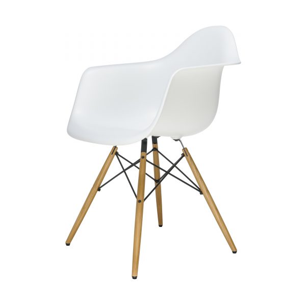 Eames Plastic Armchair Stuhl DAW mit Filzgleitern weiß-Esche neue Maße Eames Plastic Armchair Stuhl DAW mit Filzgleitern weiß-Esche neue Maße