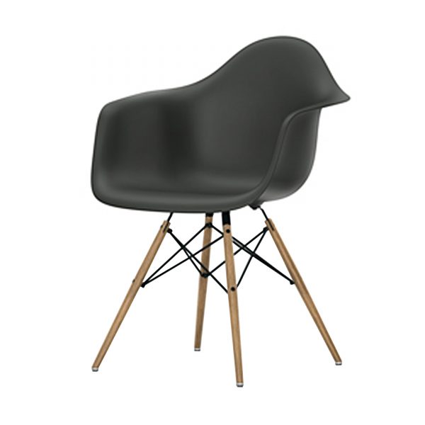 Eames Plastic Armchair Stuhl DAW mit Kunststoffgleitern basalt-Esche neue Maße Eames Plastic Armchair Stuhl DAW mit Kunststoffgleitern basalt-Esche neue Maße