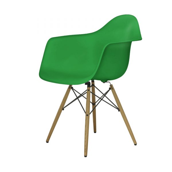 Eames Plastic Armchair Stuhl DAW mit Kunststoffgleitern classic green-esche Eames Plastic Armchair Stuhl DAW mit Kunststoffgleitern classic green-esche