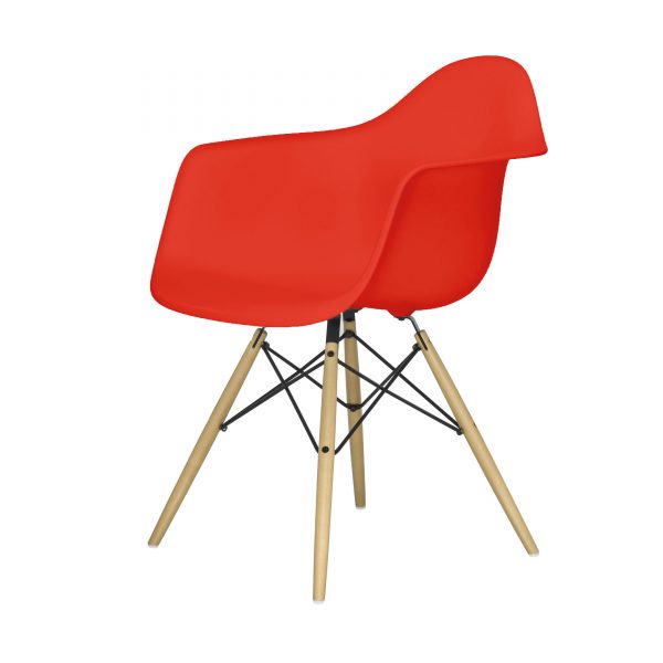 Eames Plastic Armchair Stuhl DAW mit Kunststoffgleitern classic red-Ahorn Eames Plastic Armchair Stuhl DAW mit Kunststoffgleitern classic red-Ahorn