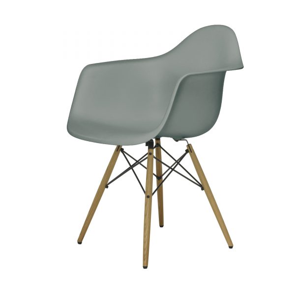 Eames Plastic Armchair Stuhl DAW mit Kunststoffgleitern moosgrau-esche Eames Plastic Armchair Stuhl DAW mit Kunststoffgleitern moosgrau-esche