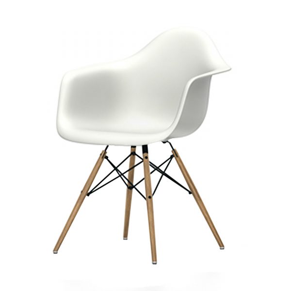 Eames Plastic Armchair Stuhl DAW mit Kunststoffgleitern weiß-Esche neue Maße Eames Plastic Armchair Stuhl DAW mit Kunststoffgleitern weiß-Esche neue Maße