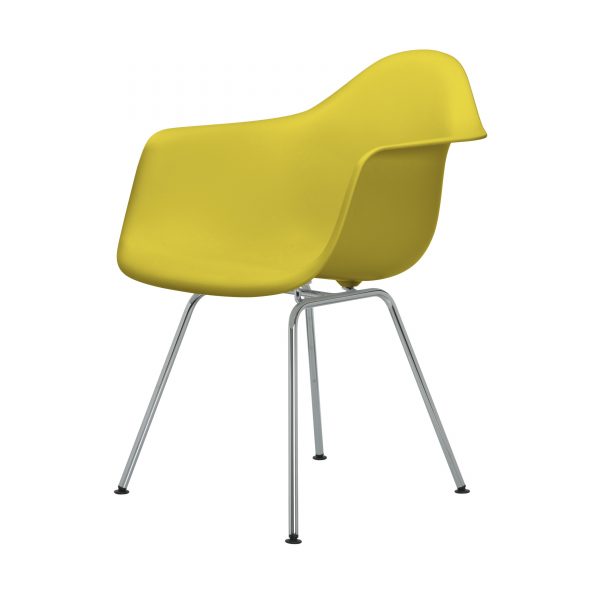 Eames Plastic Armchair Stuhl DAX mit Filzgleitern senf-chrom Eames Plastic Armchair Stuhl DAX mit Filzgleitern senf-chrom