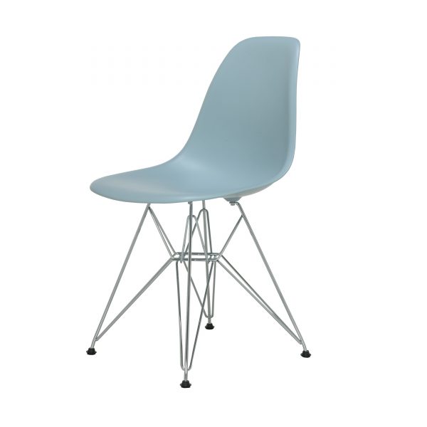 Eames Plastic Side Chair Stuhl DSR mit Filzgleitern eisgrau-chrom neue Maße Eames Plastic Side Chair Stuhl DSR mit Filzgleitern eisgrau-chrom neue Maße