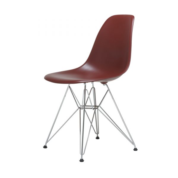 Eames Plastic Side Chair Stuhl DSR mit Filzgleitern oxidrot-chrom neue Maße Eames Plastic Side Chair Stuhl DSR mit Filzgleitern oxidrot-chrom neue Maße