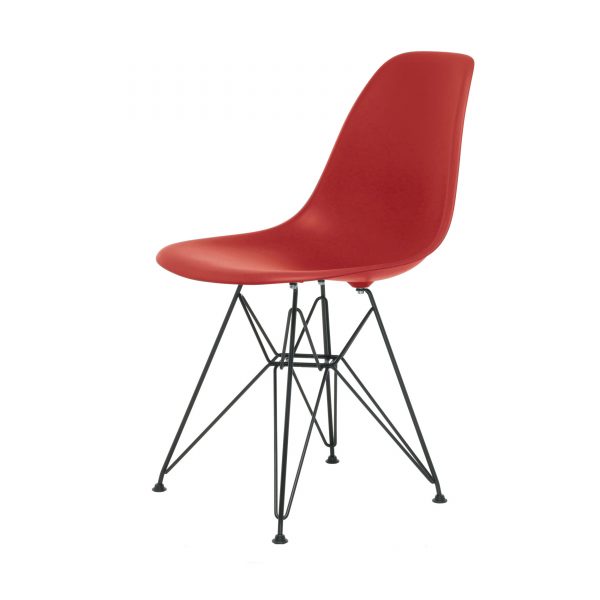 Eames Plastic Side Chair Stuhl DSR mit Filzgleitern oxidrot-schwarz neue Maße Eames Plastic Side Chair Stuhl DSR mit Filzgleitern oxidrot-schwarz neue Maße
