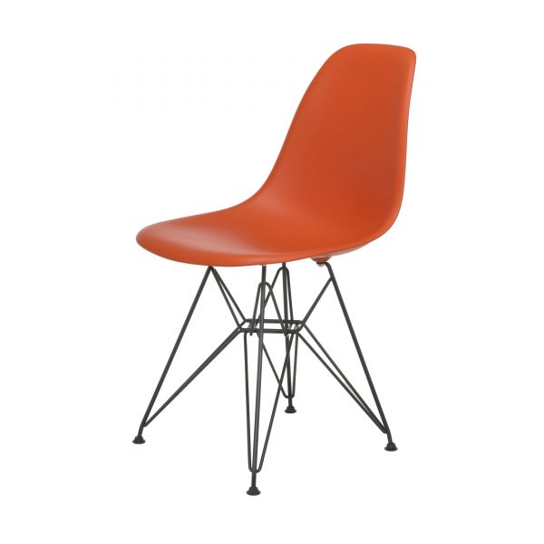 Eames Plastic Side Chair Stuhl DSR mit Filzgleitern poppy red-schwarz neue Maße Eames Plastic Side Chair Stuhl DSR mit Filzgleitern poppy red-schwarz neue Maße