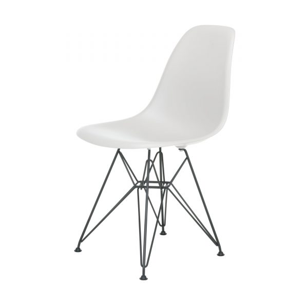 Eames Plastic Side Chair Stuhl DSR mit Filzgleitern weiss-schwarz Eames Plastic Side Chair Stuhl DSR mit Filzgleitern weiss-schwarz