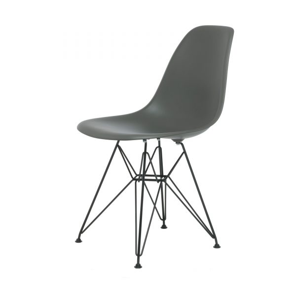 Eames Plastic Side Chair Stuhl DSR mit Kunststoffgleitern basaltgrau-schwarz neue Maße Eames Plastic Side Chair Stuhl DSR mit Kunststoffgleitern basaltgrau-schwarz neue Maße
