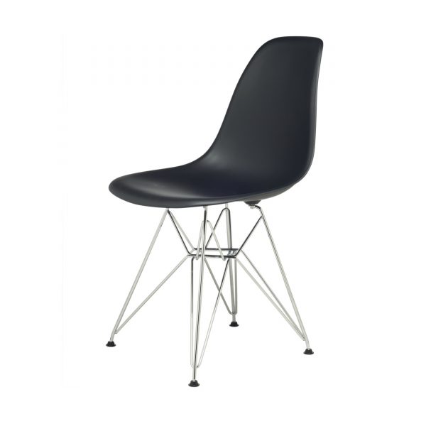 Eames Plastic Side Chair Stuhl DSR mit Kunststoffgleitern basic dark-chrom neue Maße Eames Plastic Side Chair Stuhl DSR mit Kunststoffgleitern basic dark-chrom neue Maße
