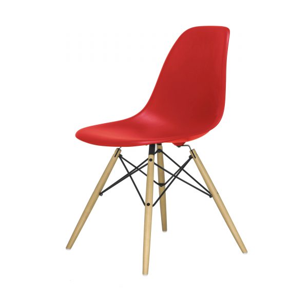 Eames Plastic Side Chair Stuhl DSW mit Filzgleitern classic red-Ahorn Eames Plastic Side Chair Stuhl DSW mit Filzgleitern classic red-Ahorn