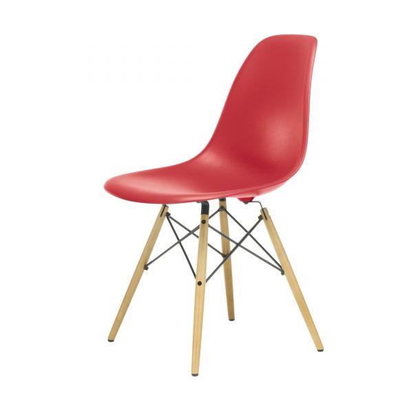 Eames Plastic Side Chair Stuhl DSW mit Filzgleitern oxidrot-Ahorn neue Maße Eames Plastic Side Chair Stuhl DSW mit Filzgleitern oxidrot-Ahorn neue Maße