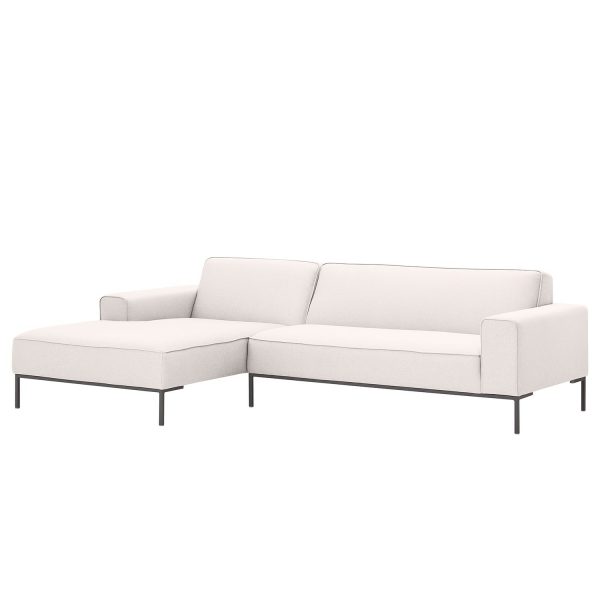 Ecksofa Ampio I Webstoff - Longchair/Ottomane davorstehend links - Grau - Stoff Floreana Beige Ecksofa Ampio I Webstoff - Longchair/Ottomane davorstehend links - Grau - Stoff Floreana Beige