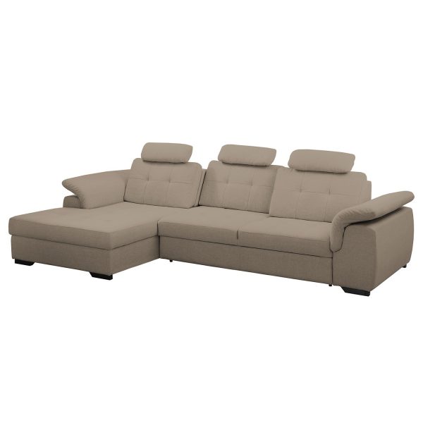 Ecksofa Halsey (mit Schlaffunktion) - Strukturstoff - Longchair davorstehend links - Cappuccino Ecksofa Halsey (mit Schlaffunktion) - Strukturstoff - Longchair davorstehend links - Cappuccino