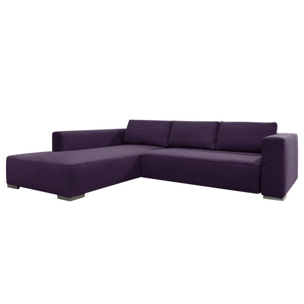 Ecksofa Heaven Colors Style M Webstoff - Longchair/Ottomane davorstehend links - Mit Schlaffunktion - Stoff TCU47 very purple