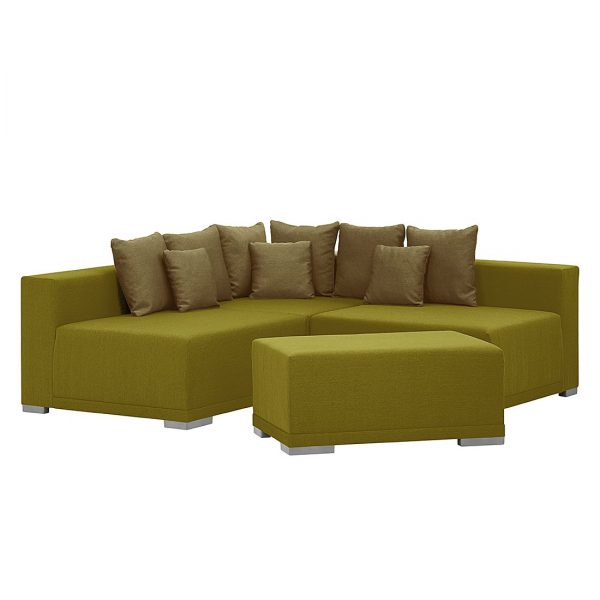 Ecksofa Neo (mit Hocker) - Webstoff Hellgrün Ecksofa Neo (mit Hocker) - Webstoff Hellgrün
