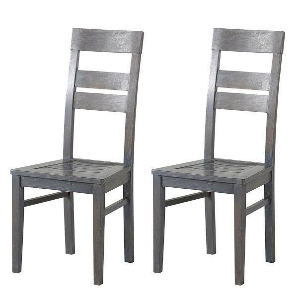 Esszimmerstuhl Titan (2er-Set) - Eiche teilmassiv - Grau Esszimmerstuhl Titan (2er-Set) - Eiche teilmassiv - Grau