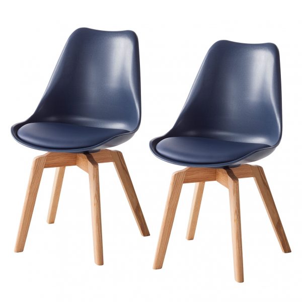 Esszimmerstuhl Woodwynn (2er-Set) - Kunststoff / Buche massiv - Dunkelblau Esszimmerstuhl Woodwynn (2er-Set) - Kunststoff / Buche massiv - Dunkelblau