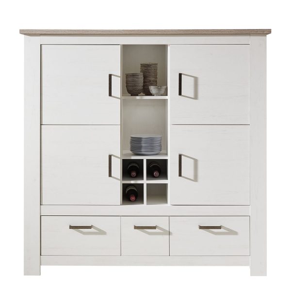 Highboard Lotte - Pinie Weiß Dekor / Eiche Nelson Dekor Highboard Lotte - Pinie Weiß Dekor / Eiche Nelson Dekor