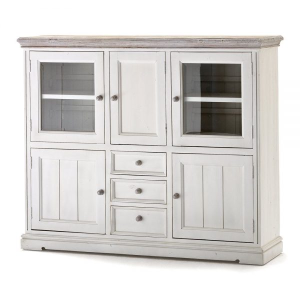 Highboard Opera II - Kiefer massiv - Weiß lackiert Highboard Opera II - Kiefer massiv - Weiß lackiert