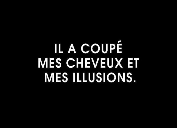 Il a coupé mes cheveux et mes illusions Black Leinwandbild Il a coupé mes cheveux et mes illusions Black Leinwandbild