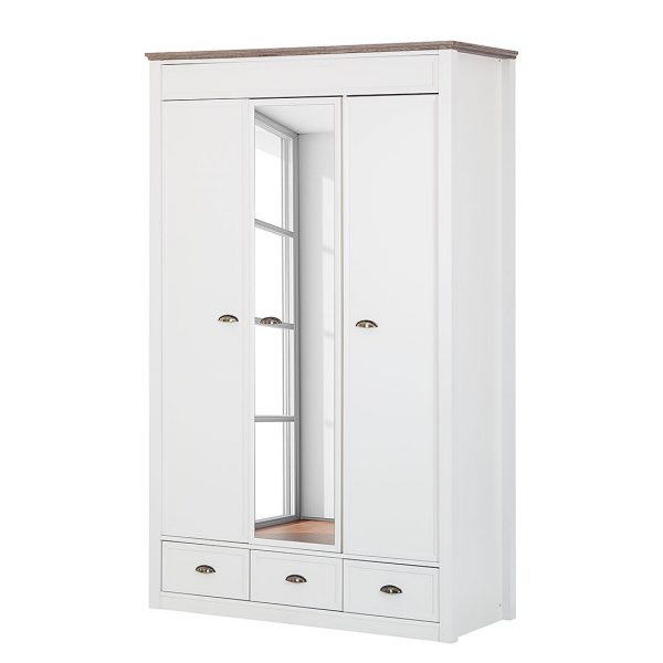 Kleiderschrank Chateau - Weiß/Eiche Sanremo Dekor - 137 cm (3-türig) Kleiderschrank Chateau - Weiß/Eiche Sanremo Dekor - 137 cm (3-türig)