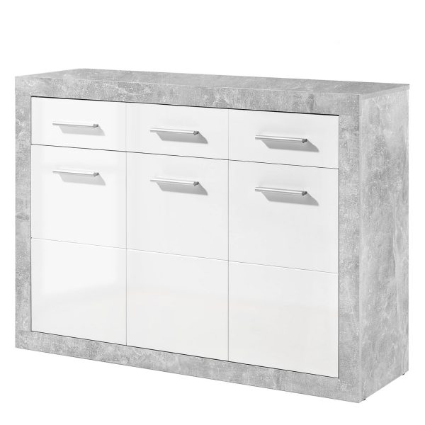 Kommode Rognan I - Weiß / Beton Dekor - 117 cm Kommode Rognan I - Weiß / Beton Dekor - 117 cm