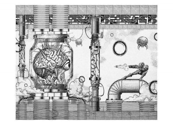Metroid Mother Brain Vintage Scene Leinwandbild Metroid Mother Brain Vintage Scene Leinwandbild