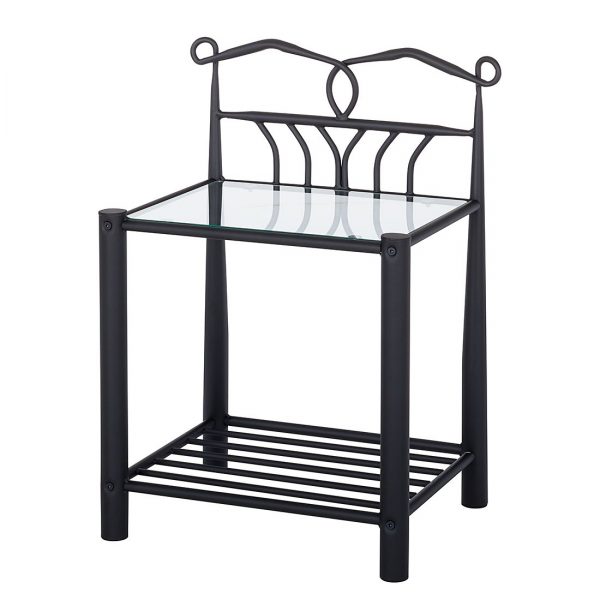 Nachttisch Capitol City - Metall - schwarz - mit Glasplatte Nachttisch Capitol City - Metall - schwarz - mit Glasplatte