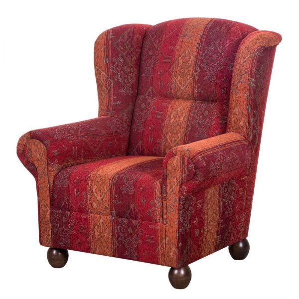 Ohrensessel Isabelle Webstoff Rot - Mit Hocker Ohrensessel Isabelle Webstoff Rot - Mit Hocker
