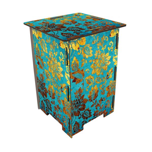 Photohocker Blüten blau-gold Photohocker Blüten blau-gold