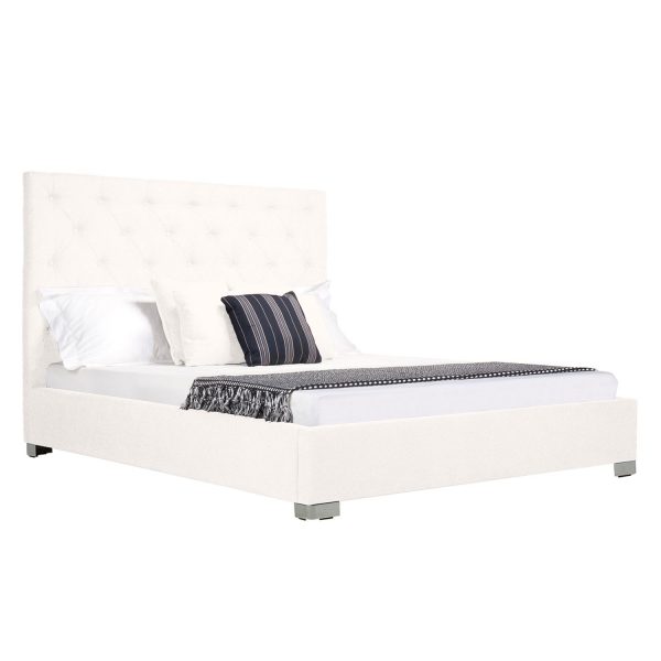 Polsterbett Tilia I - Webstoff - 140 x 200cm - Runder Fuß - Stoff Floreana Beige Polsterbett Tilia I - Webstoff - 140 x 200cm - Runder Fuß - Stoff Floreana Beige