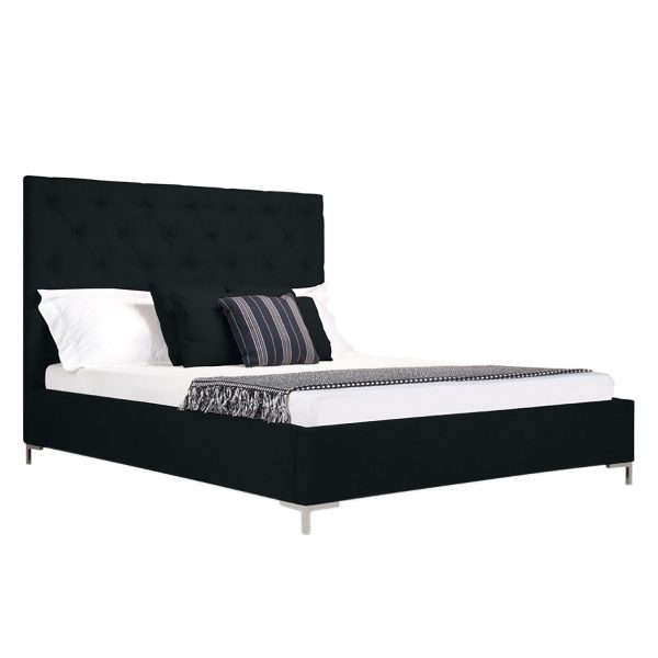 Polsterbett Tilia I - Webstoff - 160 x 200cm - T-Form - Stoff Floreana Schwarz Polsterbett Tilia I - Webstoff - 160 x 200cm - T-Form - Stoff Floreana Schwarz