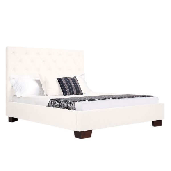 Polsterbett Tilia I - Webstoff - 180 x 200cm - Eckiger Fuß - Stoff Floreana Beige Polsterbett Tilia I - Webstoff - 180 x 200cm - Eckiger Fuß - Stoff Floreana Beige
