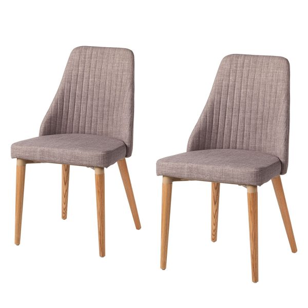 Polsterstuhl Bram (2er-Set) - Webstoff / Esche - Hellgrau Polsterstuhl Bram (2er-Set) - Webstoff / Esche - Hellgrau