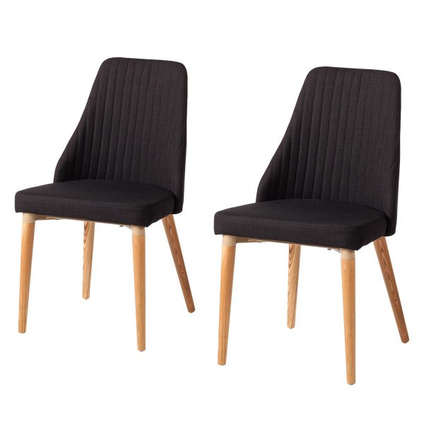 Polsterstuhl Bram (2er-Set) - Webstoff / Esche - Schwarz Polsterstuhl Bram (2er-Set) - Webstoff / Esche - Schwarz