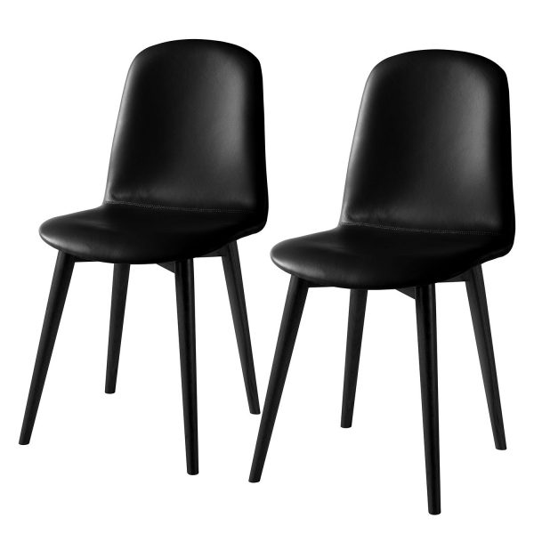 Polsterstuhl Warka (2er-Set) - Echtleder - Eiche - Schwarz Polsterstuhl Warka (2er-Set) - Echtleder - Eiche - Schwarz