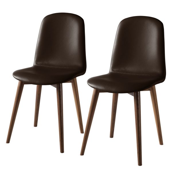 Polsterstuhl Warka (2er-Set) - Echtleder - Walnuss - Mokka Polsterstuhl Warka (2er-Set) - Echtleder - Walnuss - Mokka