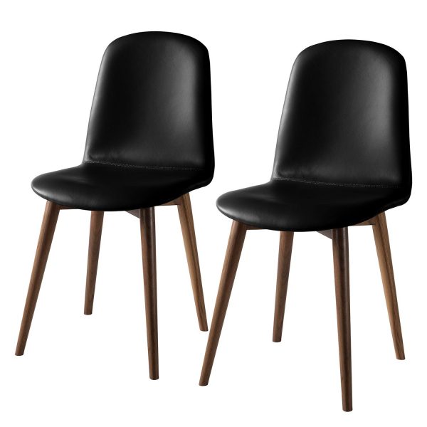 Polsterstuhl Warka (2er-Set) - Echtleder - Walnuss - Schwarz Polsterstuhl Warka (2er-Set) - Echtleder - Walnuss - Schwarz