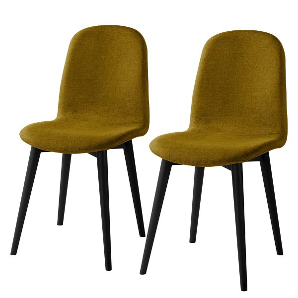 Polsterstuhl Warka (2er-Set) - Webstoff - Eiche - Currygelb Polsterstuhl Warka (2er-Set) - Webstoff - Eiche - Currygelb