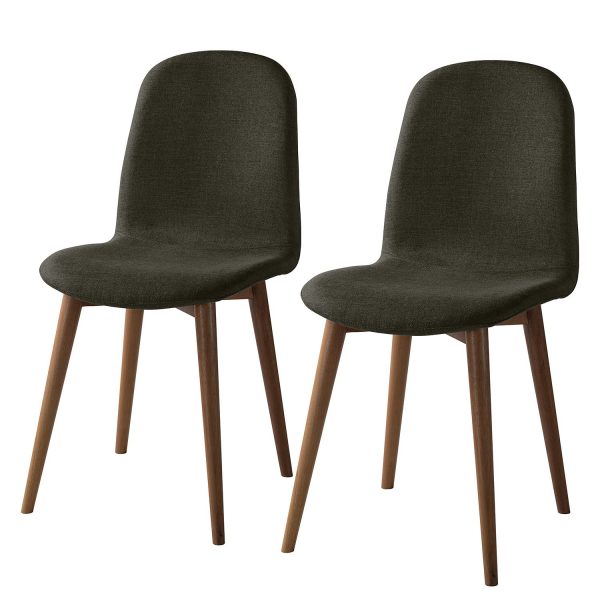 Polsterstuhl Warka (2er-Set) - Webstoff - Walnuss - Braungrau Polsterstuhl Warka (2er-Set) - Webstoff - Walnuss - Braungrau