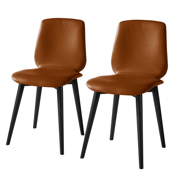 Polsterstuhl Wilga (2er-Set) - Echtleder - Eiche - Cognac Polsterstuhl Wilga (2er-Set) - Echtleder - Eiche - Cognac