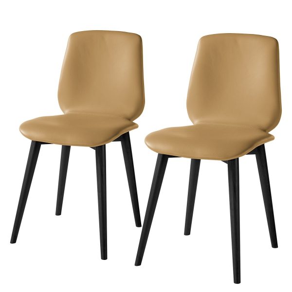 Polsterstuhl Wilga (2er-Set) - Echtleder - Eiche - Hellbraun Polsterstuhl Wilga (2er-Set) - Echtleder - Eiche - Hellbraun