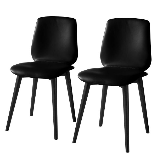 Polsterstuhl Wilga (2er-Set) - Echtleder - Eiche - Schwarz Polsterstuhl Wilga (2er-Set) - Echtleder - Eiche - Schwarz