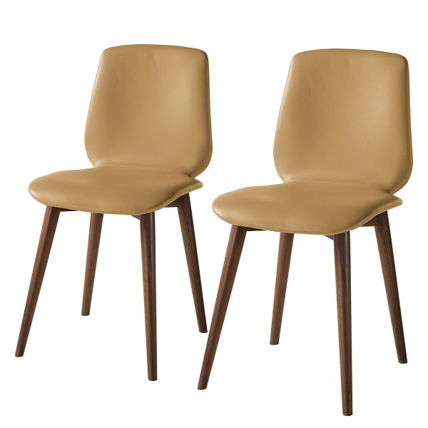 Polsterstuhl Wilga (2er-Set) - Echtleder - Walnuss - Hellbraun Polsterstuhl Wilga (2er-Set) - Echtleder - Walnuss - Hellbraun